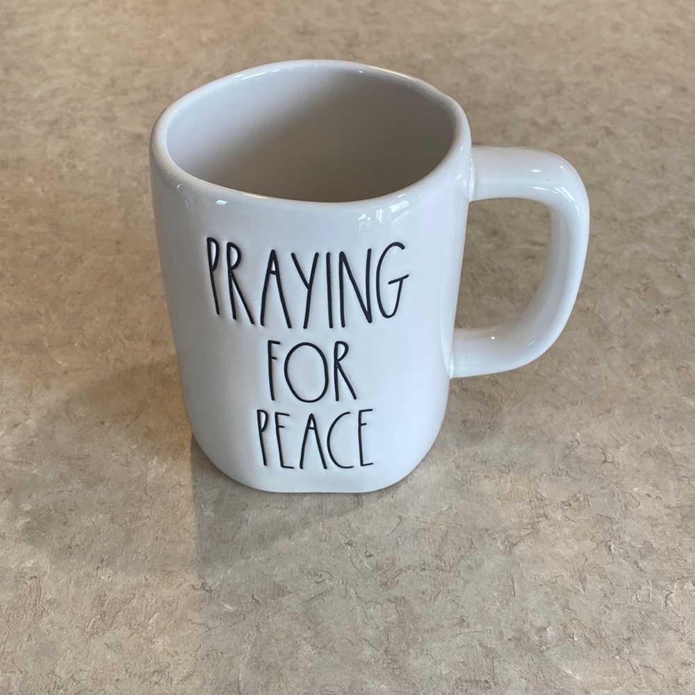 New Rae Dunn Praying For Peace ceramic mug